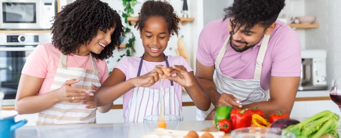 picture of parents cooking with child