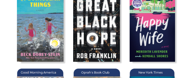 Six book covers with the title of Books with Buzz. The latest reads generating buzz through media, TV or film adaptations, and celebrity book clubs.