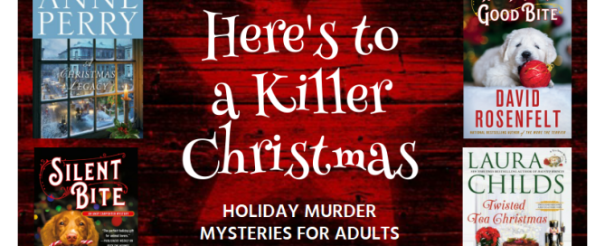 Image of ten book covers titled Here's to a Killer Christmas: Holiday Murder Mysteries for Adults.