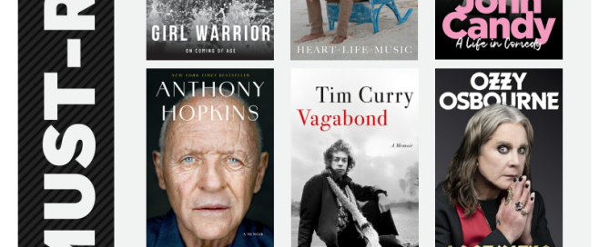 Flier with nine book cover images titled Must-Read Biographies & Memoirs.