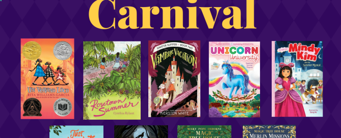 Image with nine book covers titled "Summer Reading Carnival."